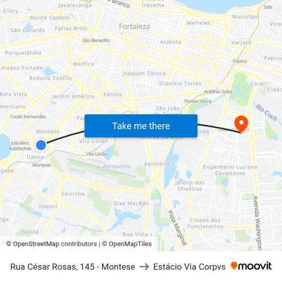 Rua César Rosas, 145 - Montese to Estácio Via Corpvs map