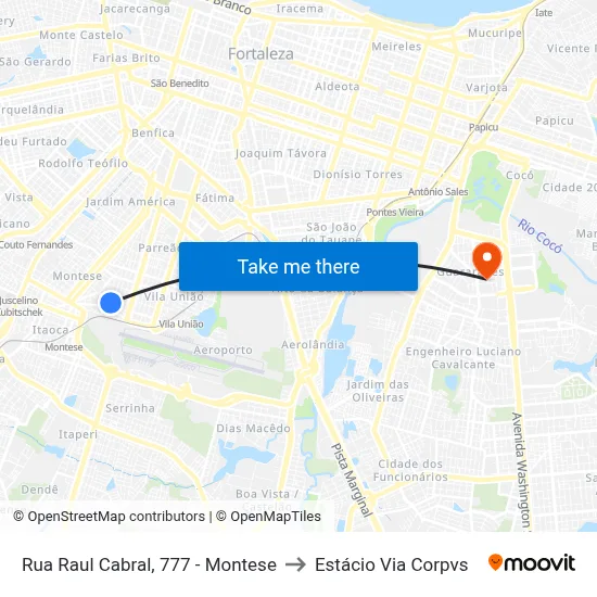 Rua Raul Cabral, 777 - Montese to Estácio Via Corpvs map