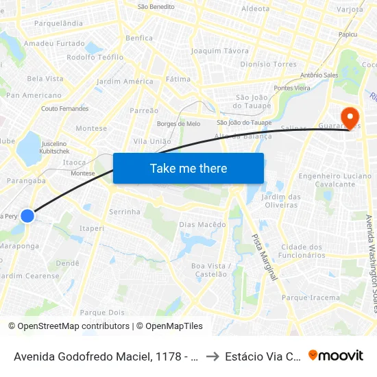 Avenida Godofredo Maciel, 1178 - Parangaba to Estácio Via Corpvs map