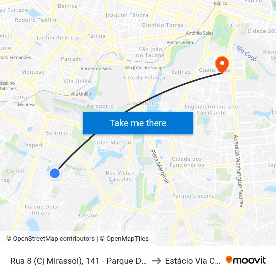 Rua 8 (Cj Mirassol), 141 - Parque Dois Irmãos to Estácio Via Corpvs map