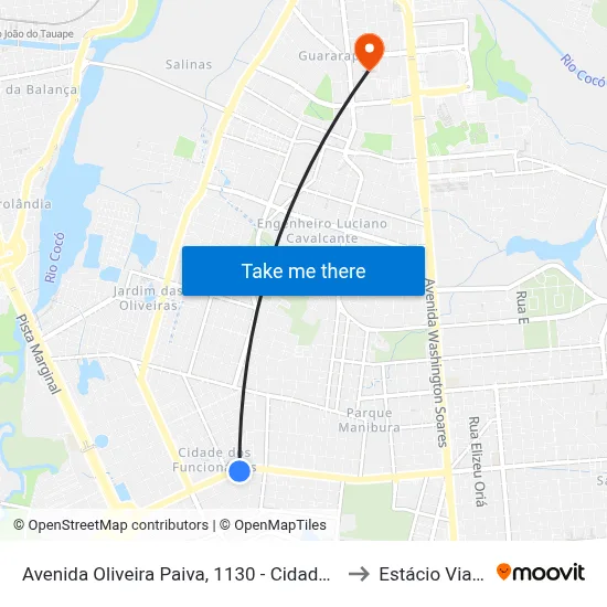 Avenida Oliveira Paiva, 1130 - Cidade Dos Funcionários to Estácio Via Corpvs map