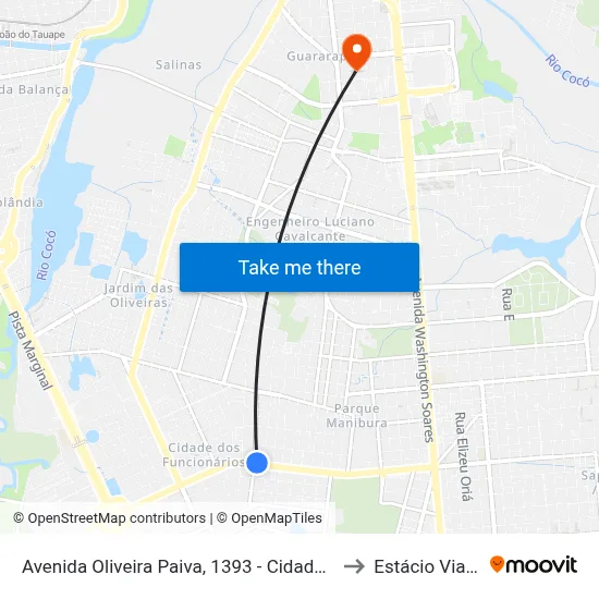 Avenida Oliveira Paiva, 1393 - Cidade Dos Funcionários to Estácio Via Corpvs map