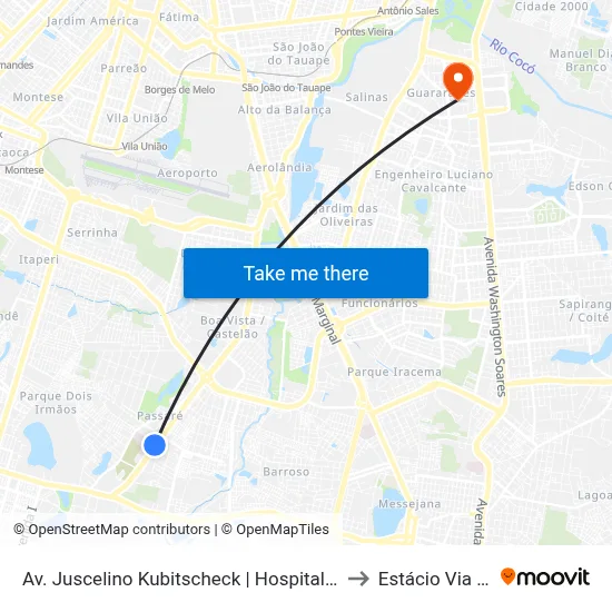 Av. Juscelino Kubitscheck | Hospital Sarah - Passaré to Estácio Via Corpvs map