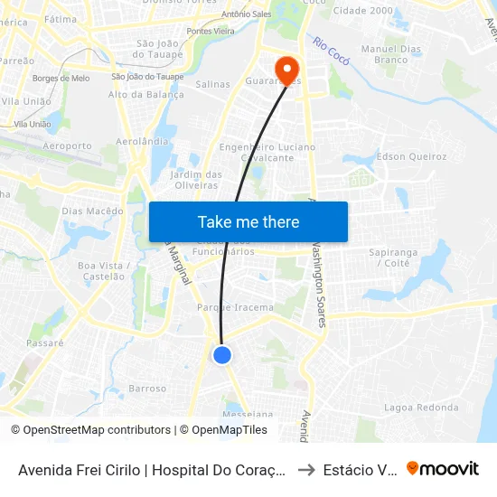 Avenida Frei Cirilo | Hospital Do Coração De Messejana - Cajazeiras to Estácio Via Corpvs map