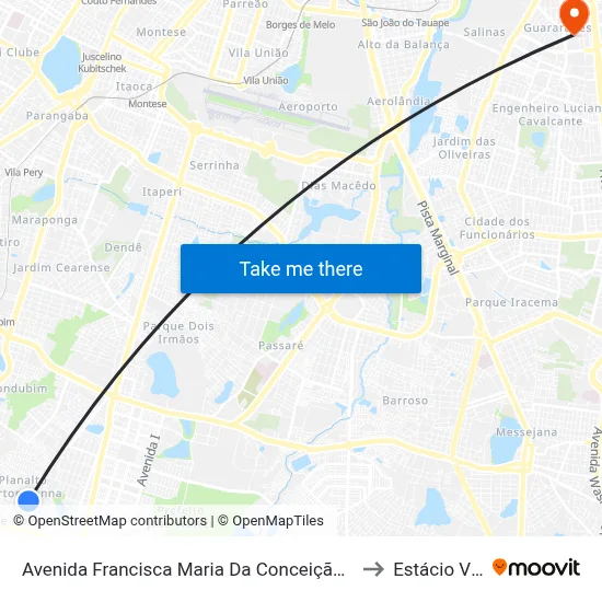 Avenida Francisca Maria Da Conceição, 1195 - Planalto Ayrton Senna to Estácio Via Corpvs map