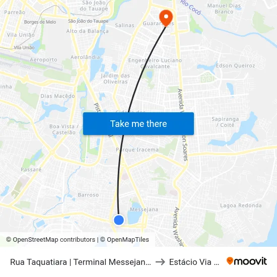 Rua Taquatiara | Terminal Messejana - Messejana to Estácio Via Corpvs map