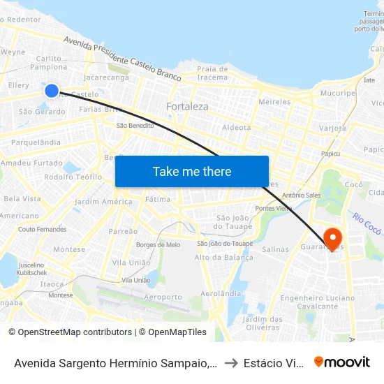 Avenida Sargento Hermínio Sampaio, 1628 - Monte Castelo to Estácio Via Corpvs map