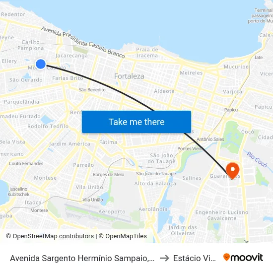 Avenida Sargento Hermínio Sampaio, 1316 - Monte Castelo to Estácio Via Corpvs map