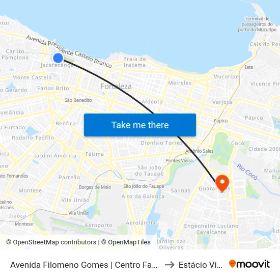 Avenida Filomeno Gomes | Centro Fashion Fortaleza - Centro to Estácio Via Corpvs map