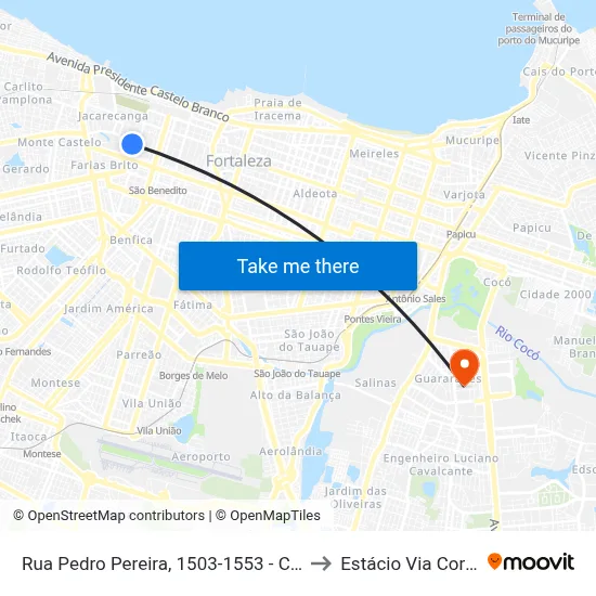 Rua Pedro Pereira, 1503-1553 - Centro to Estácio Via Corpvs map