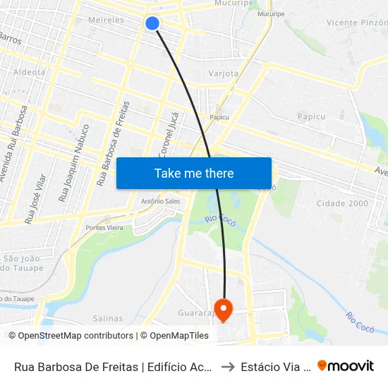 Rua Barbosa De Freitas | Edifício Acqualina - Meireles to Estácio Via Corpvs map