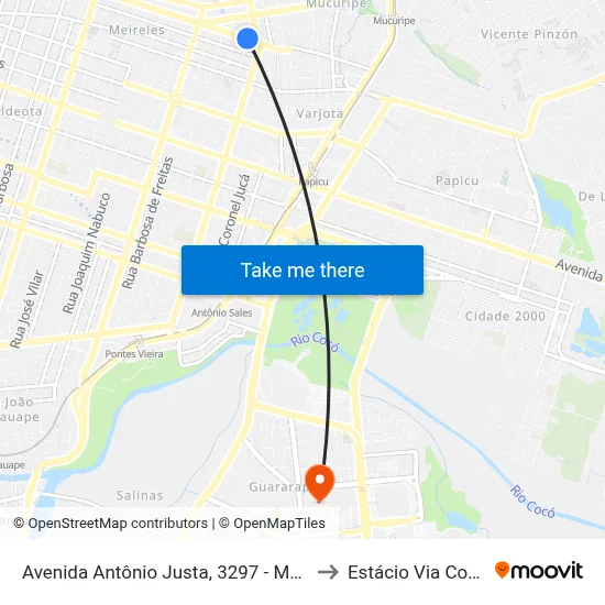Avenida Antônio Justa, 3297 - Meireles to Estácio Via Corpvs map