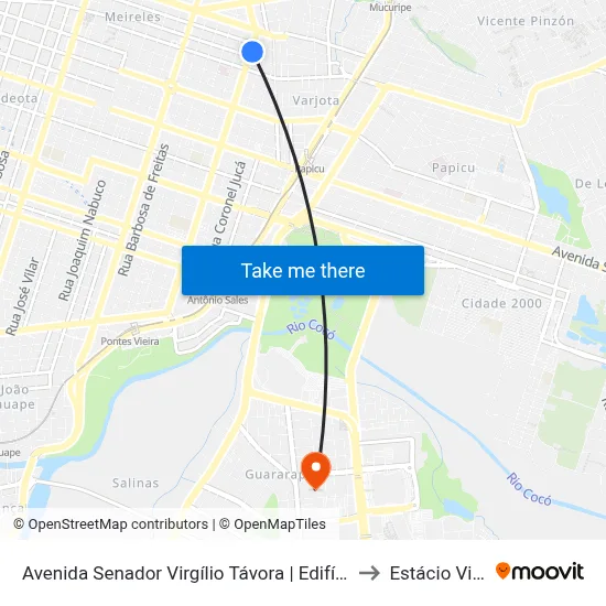 Avenida Senador Virgílio Távora | Edifício Ap Studium - Meireles to Estácio Via Corpvs map