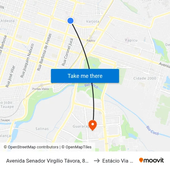 Avenida Senador Virgílio Távora, 839 - Meireles to Estácio Via Corpvs map