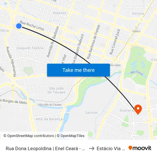 Rua Dona Leopoldina | Enel Ceará - Joaquim Távora to Estácio Via Corpvs map