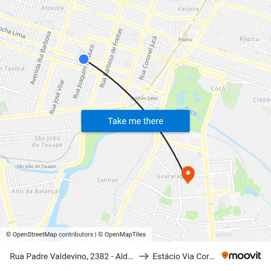 Rua Padre Valdevino, 2382 - Aldeota to Estácio Via Corpvs map