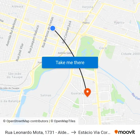 Rua Leonardo Mota, 1731 - Aldeota to Estácio Via Corpvs map