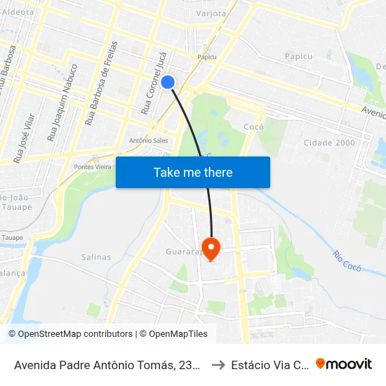 Avenida Padre Antônio Tomás, 2305 - Aldeota to Estácio Via Corpvs map