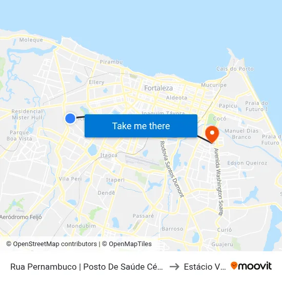 Rua Pernambuco | Posto De Saúde César Cals De Oliveira Filho - Pici to Estácio Via Corpvs map