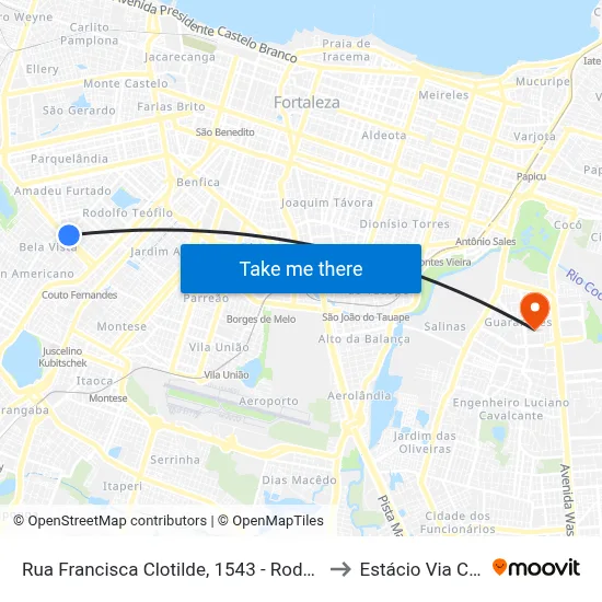 Rua Francisca Clotilde, 1543 - Rodolfo Teófilo to Estácio Via Corpvs map