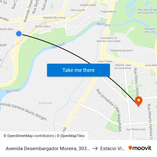 Avenida Desembargador Moreira, 3034 - São João Do Tauape to Estácio Via Corpvs map