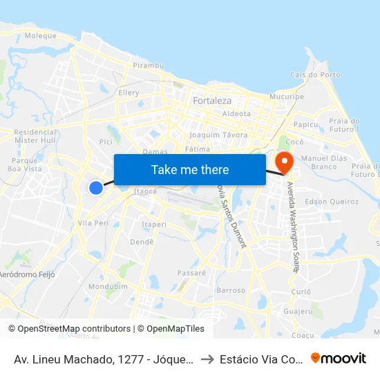 Av. Lineu Machado, 1277 - Jóquei Clube to Estácio Via Corpvs map