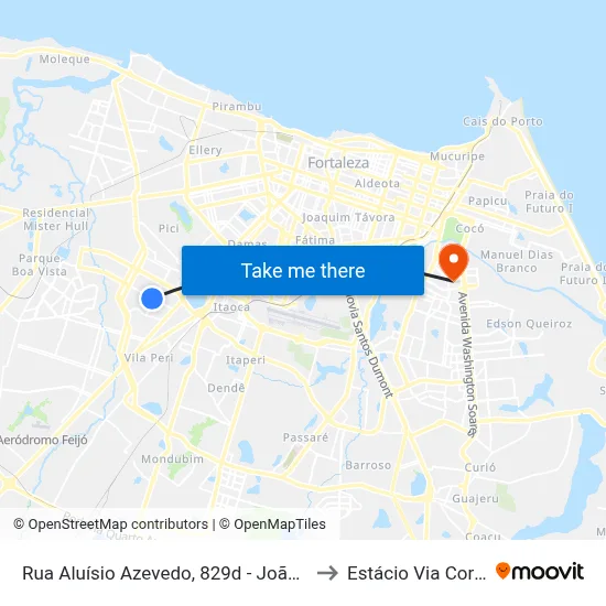 Rua Aluísio Azevedo, 829d - João XXIII to Estácio Via Corpvs map
