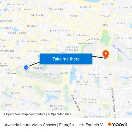 Avenida Lauro Vieira Chaves | Estação Expedicionários - Aeroporto to Estácio Via Corpvs map