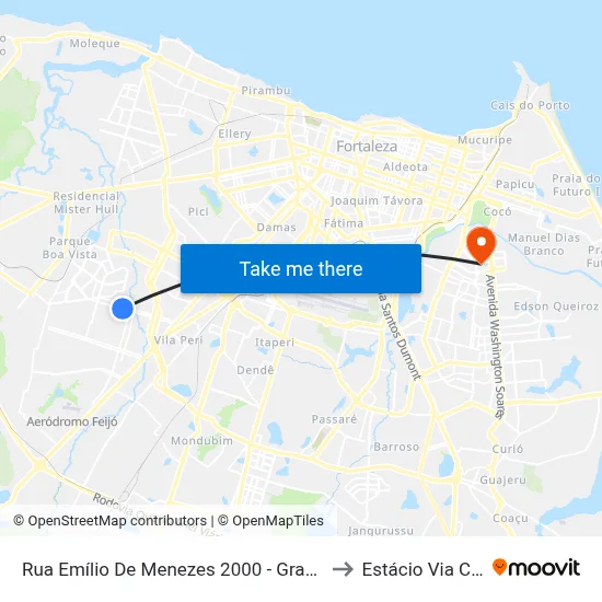 Rua Emílio De Menezes 2000 - Granja Portugal to Estácio Via Corpvs map