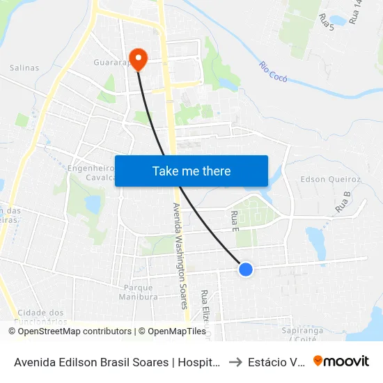 Avenida Edilson Brasil Soares | Hospital Otoclínica Sul - Sapiranga to Estácio Via Corpvs map