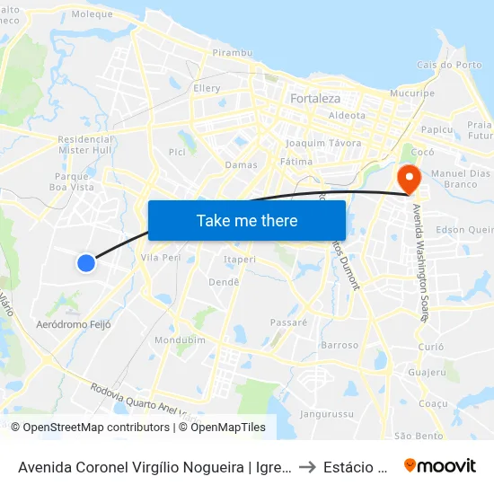 Avenida Coronel Virgílio Nogueira | Igreja Santa Cecília - Granja Lisboa to Estácio Via Corpvs map