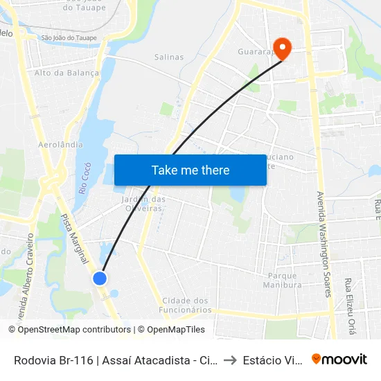 Rodovia Br-116 | Assaí Atacadista - Cidade Dos Funcionários to Estácio Via Corpvs map