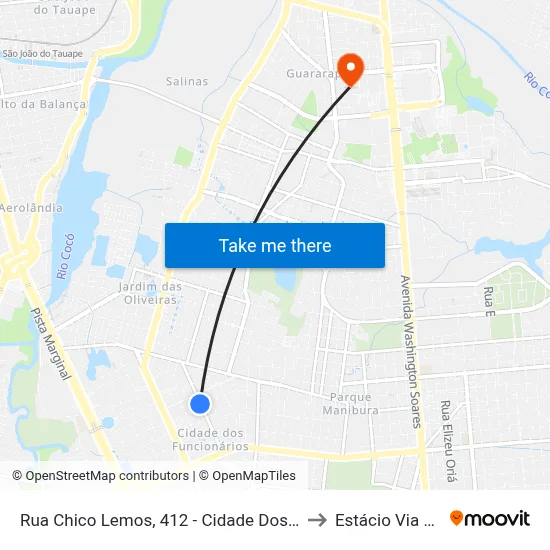 Rua Chico Lemos, 412 - Cidade Dos Funcionários to Estácio Via Corpvs map
