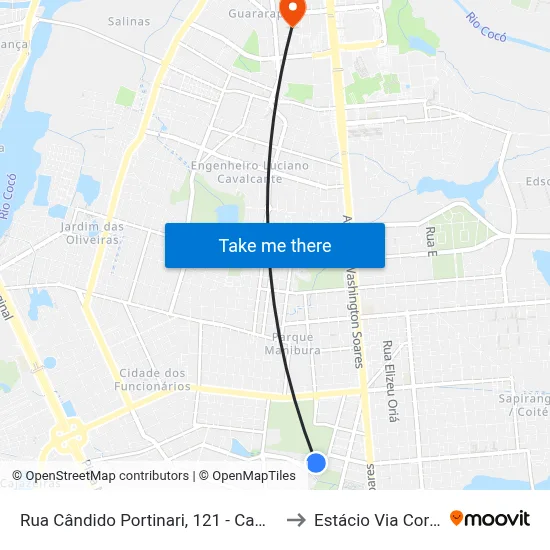 Rua Cândido Portinari, 121 - Cambeba to Estácio Via Corpvs map