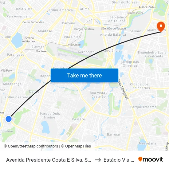 Avenida Presidente Costa E Silva, S/N - Mondubim to Estácio Via Corpvs map