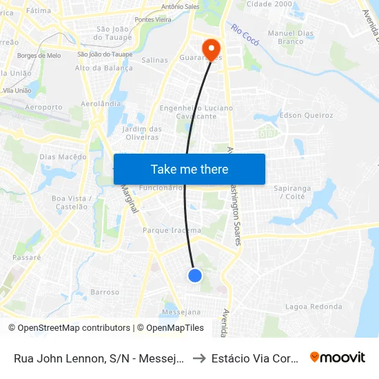 Rua John Lennon, S/N - Messejana to Estácio Via Corpvs map