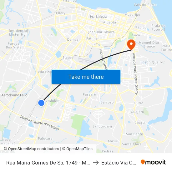 Rua Maria Gomes De Sá, 1749 - Mondubim to Estácio Via Corpvs map