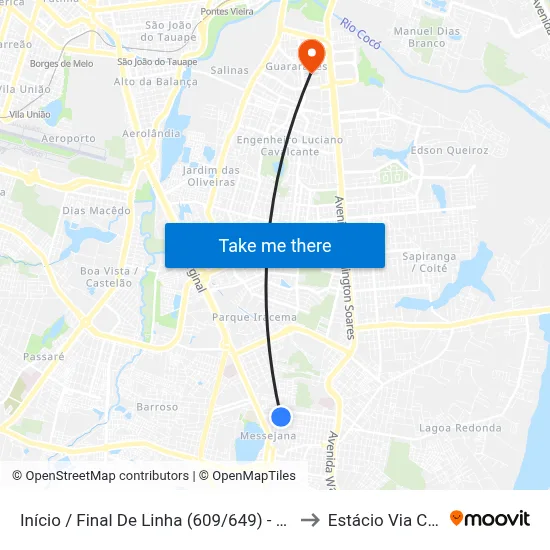 Início / Final De Linha (609/649) - Messejana to Estácio Via Corpvs map