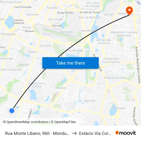 Rua Monte Líbano, 960 - Mondubim to Estácio Via Corpvs map