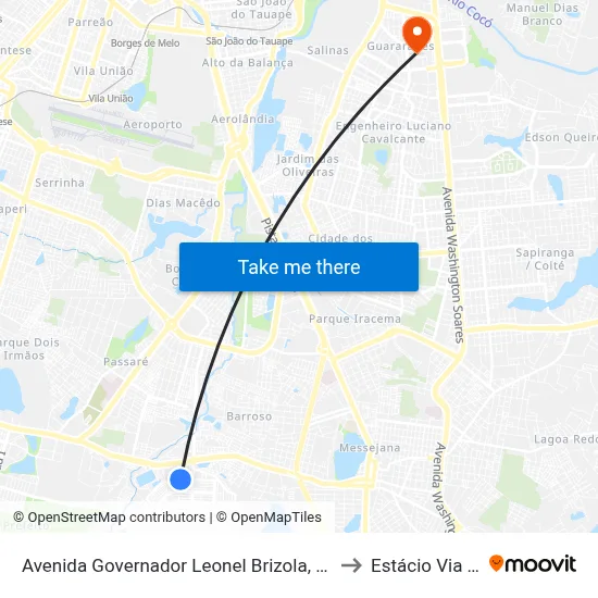 Avenida Governador Leonel Brizola, 646 - Jangurussu to Estácio Via Corpvs map