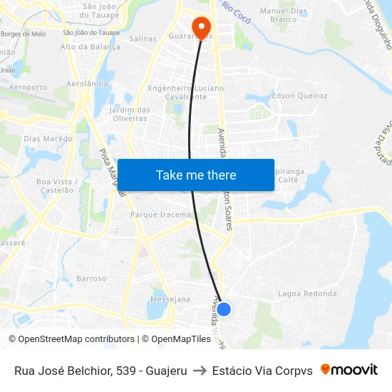 Rua José Belchior, 539 - Guajeru to Estácio Via Corpvs map