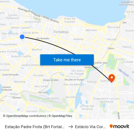 Estação Padre Frota (Brt Fortaleza) to Estácio Via Corpvs map