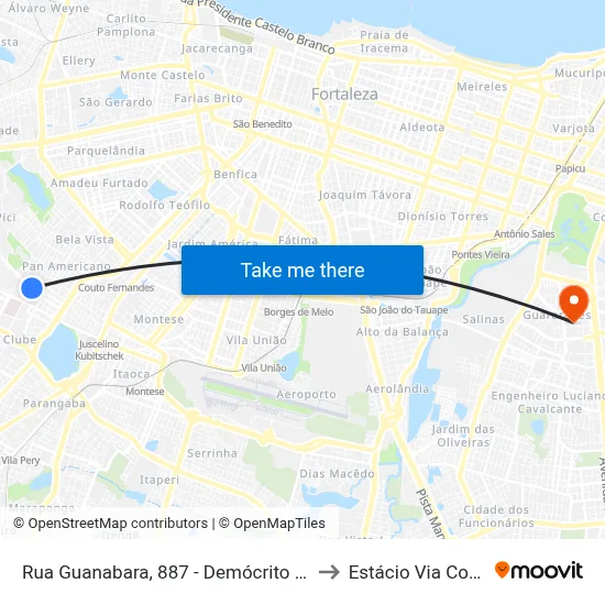 Rua Guanabara, 887 - Demócrito Rocha to Estácio Via Corpvs map