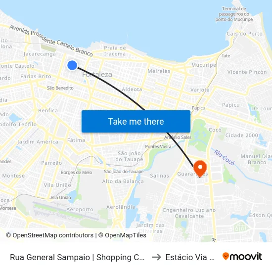 Rua General Sampaio | Shopping Central - Centro to Estácio Via Corpvs map