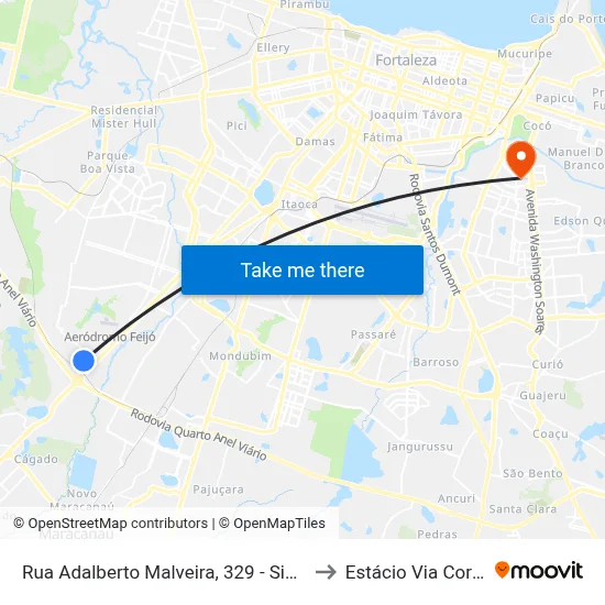 Rua Adalberto Malveira, 329 - Siqueira to Estácio Via Corpvs map