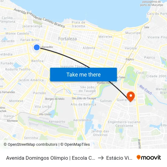 Avenida Domingos Olímpio | Escola César Cals - Farias Brito to Estácio Via Corpvs map