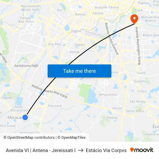 Avenida VI | Antena - Jereissati I to Estácio Via Corpvs map