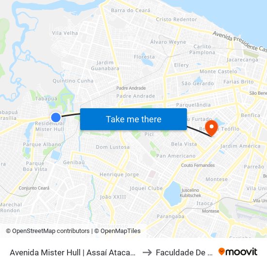 Avenida Mister Hull | Assaí Atacadista - Parque Das Nações to Faculdade De Medicina Ufc map