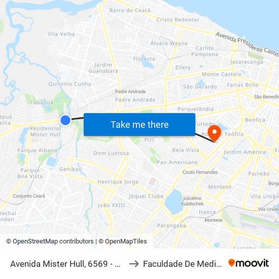 Avenida Mister Hull, 6569 - São Miguel to Faculdade De Medicina Ufc map