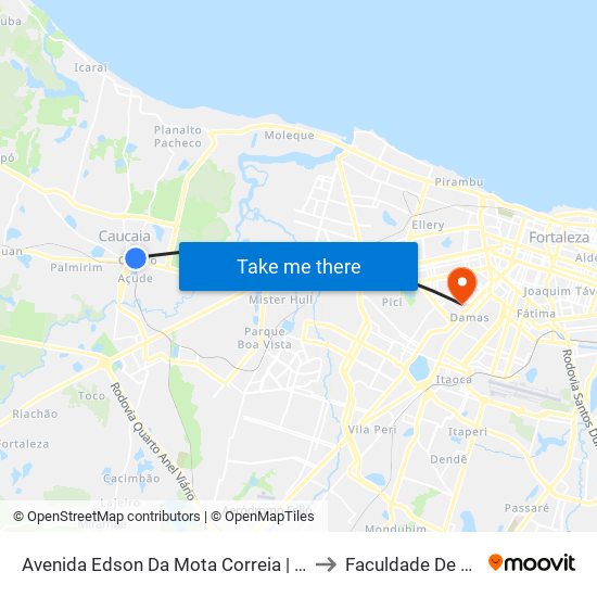 Avenida Edson Da Mota Correia | Iandê Shopping - Centro to Faculdade De Medicina Ufc map